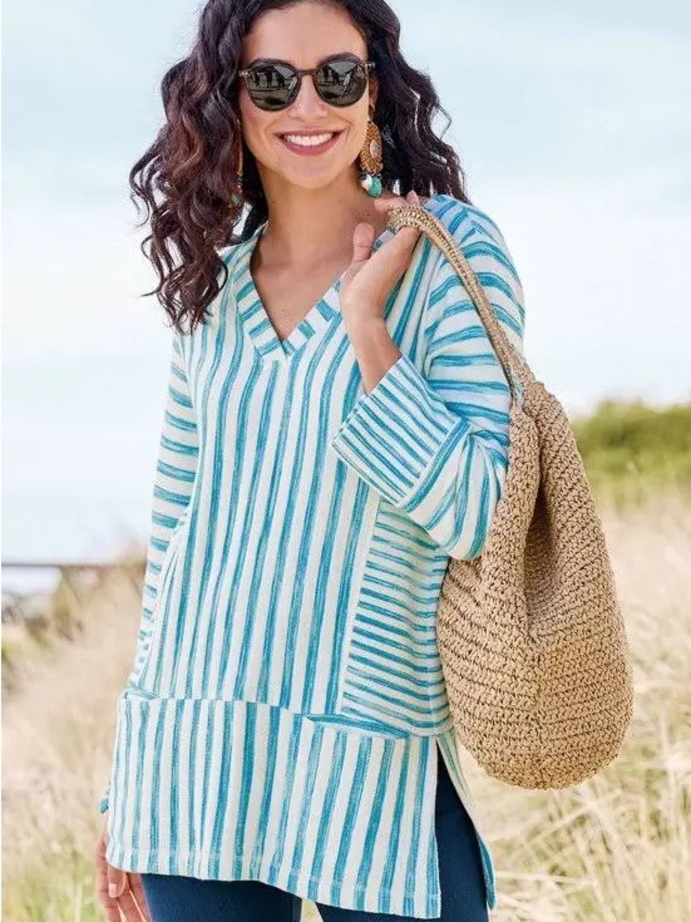 Soft Surroundings Briza Stripe Tunic Women’s Size Large Excellent!